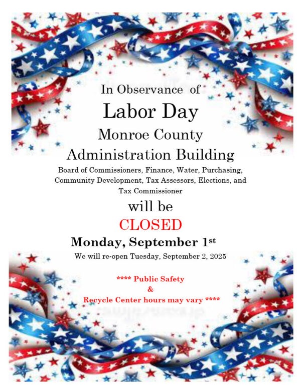 Monroe County Administrative Offices to be Closed on Monday, Sept. 1 ...