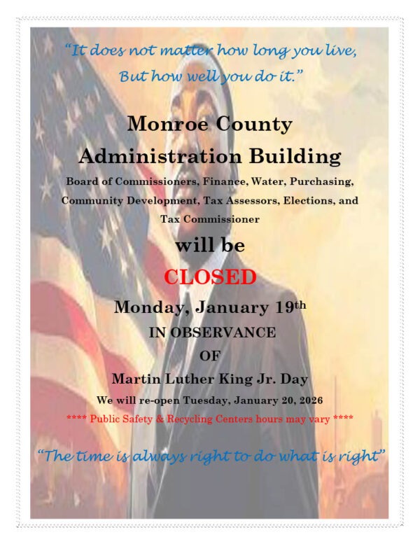 Monroe County Administrative Offices to be Closed on Monday, Jan. 19 ...