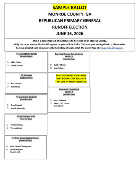 Republican Party Sample Ballot for the June 16, 2026 Runoff Election ...